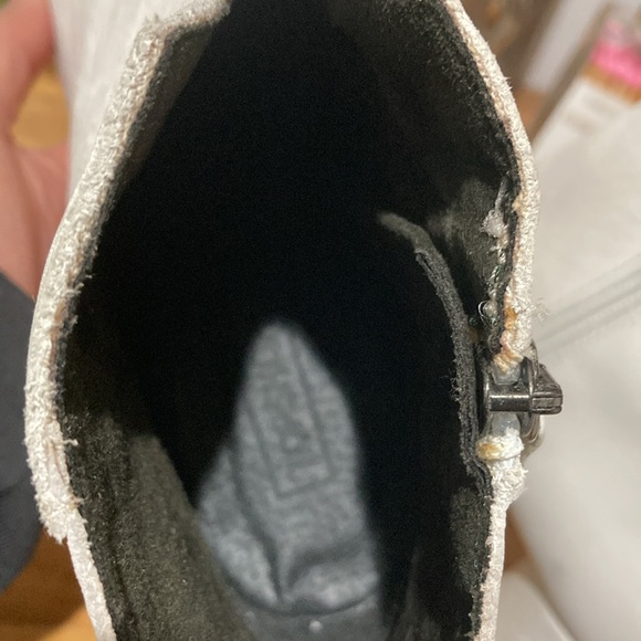 TOPSHOP BOOTS White Leather Square Booties, Zip up Size 38 - Picture 4 of 6